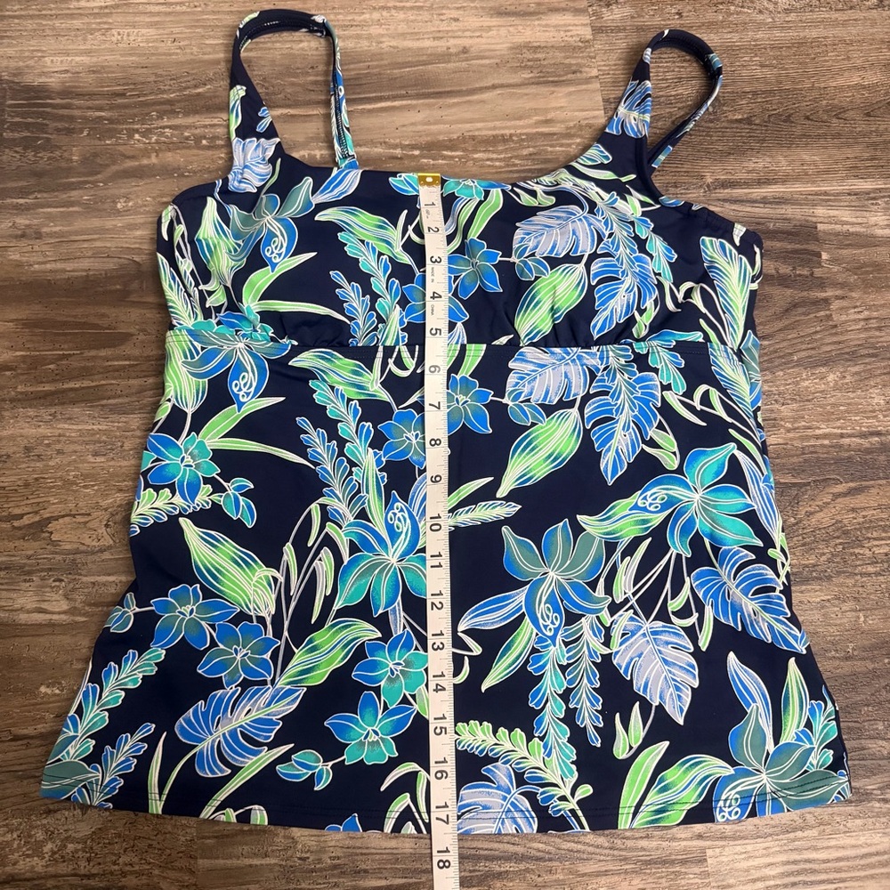 NWT Lands' End Blue Green Sea Lily Floral Square Neck Underwire Tankini Swim Top - Picture 6 of 6